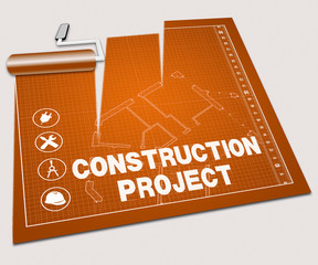Construction Project Shows Building Plan 3d Illustration
