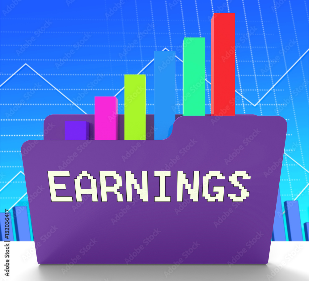 Poster earnings chart meaning business graph 3d rendering