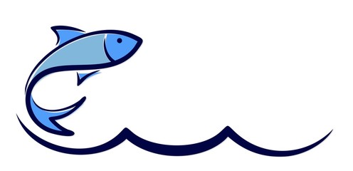 Logo fish with wave. 