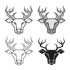 Fototapeta na wymiar Deer geometric head vector set