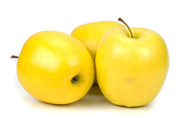 yellow apples on a white background