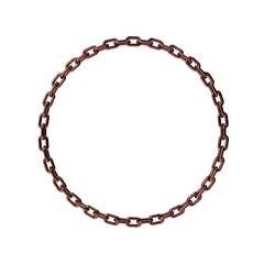 Copper chain in form of circle.3D rendering illustration.