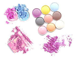 group of make-up products isolated on white