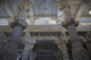 Jain Temple in Ranakpur, India, Rajasthan. Chaumukha Mandir