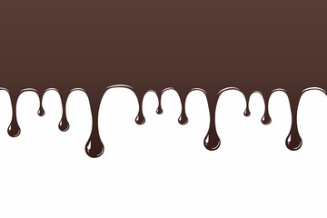 Melted chocolate dripping down. Culinary wallpaper, brochure, coffee and candy shop