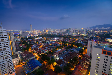 Naklejka na ściany i meble View from the top on the city of Penang, Malaysia