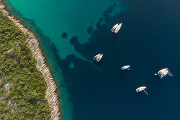 Fototapeta na wymiar Sailing Makarska Korcula Croatia Aerial Drone Photo