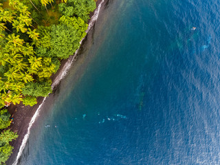 Aerial shot of USAT Liberty wreck Tulamben, Bali island, Indonesia
