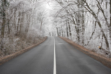 Fototapeta premium Winter road, winter transportation concept