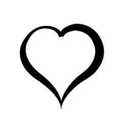 Black heart on white background. Illustration