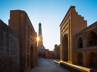 Oriental buildings in the city of Itchan Kala. Khiva, Uzbekistan