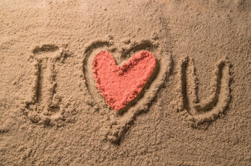 I love you written in the sand