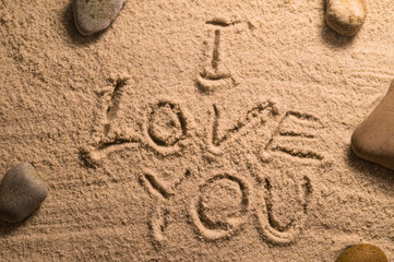 I love you written in the sand