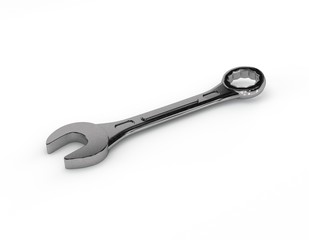 Wrench. Isolated on white background.3D rendering illustration.