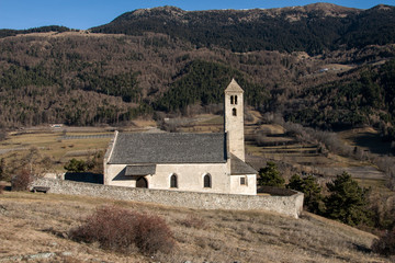 Church on Tartscher Bichl (hill) Tartsch, Vinschgau, South Tyrol, Italy