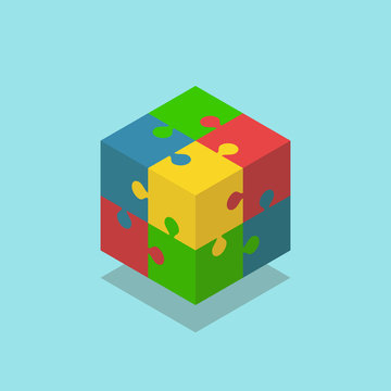 Isometric color cube puzzle