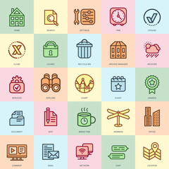 Thin line business essential icons set