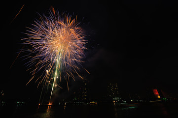 Fireworks at Bangkok. It happy new year, Thailand