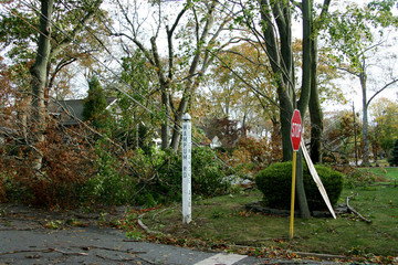 Super Storm Sandy's wind damage in Babylon Village, NY
