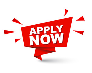 Red easy vector illustration isolated paper bubble banner apply now. This element is well adapted for web design.