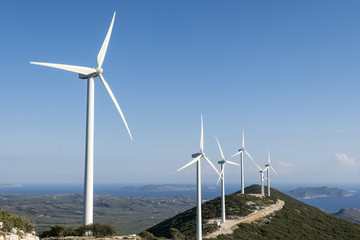Row of wind turbines