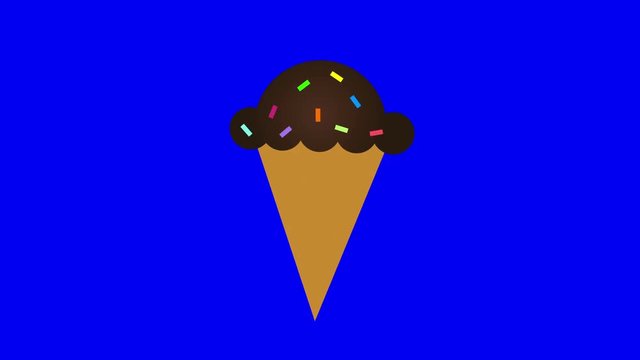 Ice cream appearing then shaking side to side chroma key, blue screen
