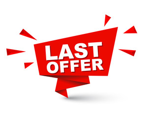 Red easy vector illustration isolated paper bubble banner last offer. This element is well adapted for web design.