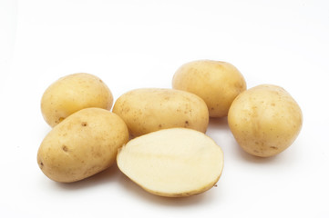 Quality of potatoes erou. Potatoes isolated on white background