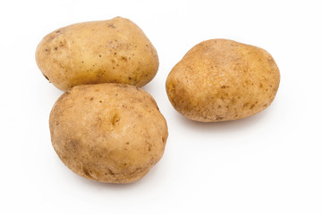 Quality of potatoes erou. Potatoes isolated on white background