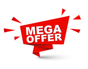 Red easy vector illustration isolated paper bubble banner mega offer. This element is well adapted for web design.