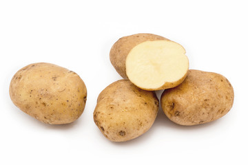 Quality of potatoes erou. Potatoes isolated on white background