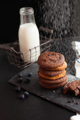 Chocolate ship soft cookies pile up decorate with chocolate ship