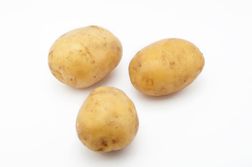 Quality of potatoes melt. Potatoes isolated on white background