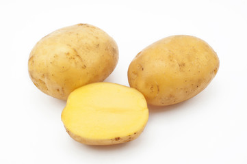 Quality of potatoes melt. Potatoes isolated on white background
