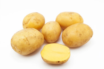 Quality of potatoes melt. Potatoes isolated on white background
