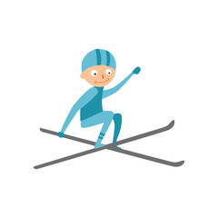 Fototapeta premium Skiing human trick vector illustration.