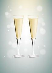 DrukowanieGlasses of champagne on bright background
