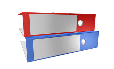 Blue and red folder isolated on white