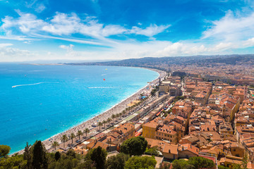 Fototapeta na wymiar Panoramic view of beach in Nice