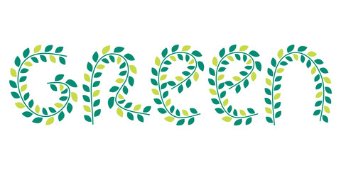 Green leaves logo illustration. Vector healthy lifestyle symbol