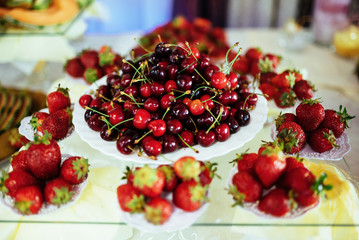 Freshly strawberries and cherries
