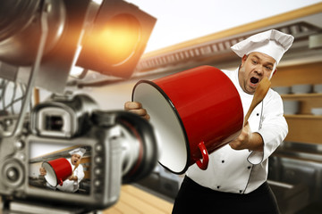 Obraz premium cook chef and camera 