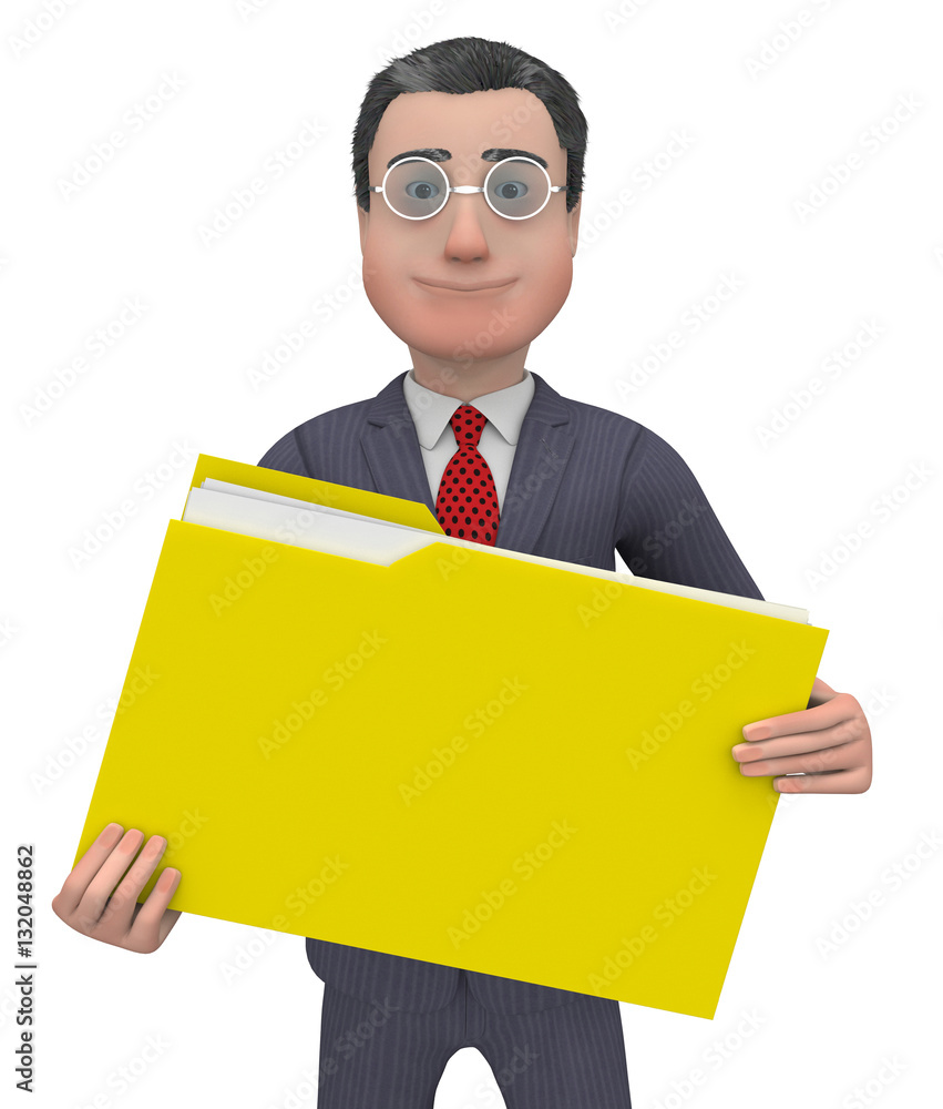 Poster folder shows organizing and paperwork 3d rendering