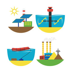 Alternative energy source set vector illustration.