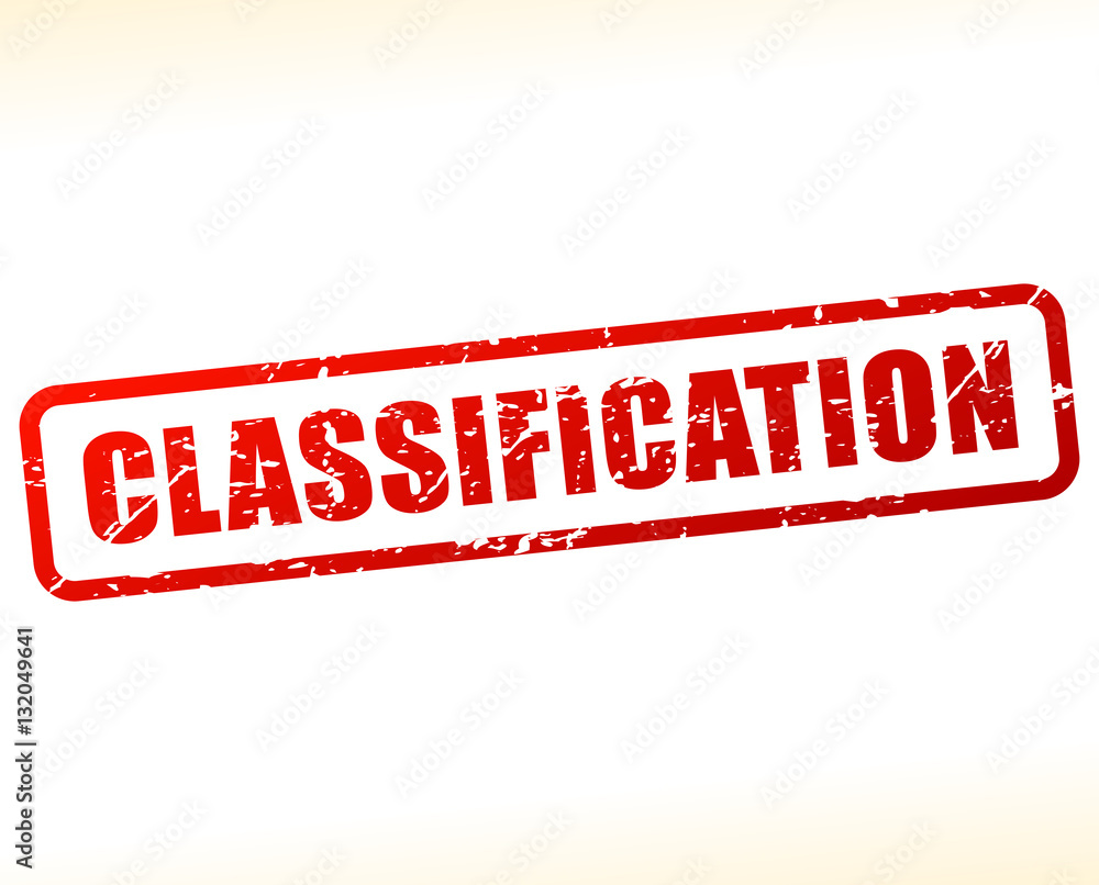 Poster classification text buffered on white background