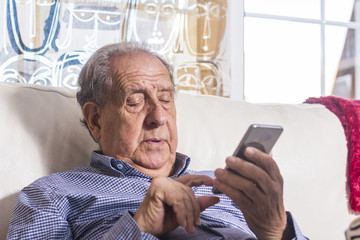 Senior using a smart phone