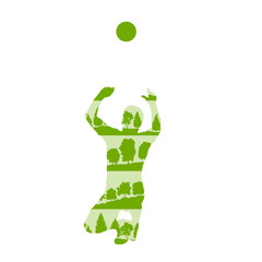 Volleyball player man in action vector background concept made o