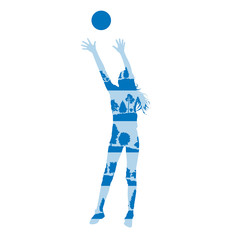 Volleyball woman player vector background concept made of forest