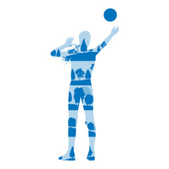 Volleyball woman player vector background concept made of forest
