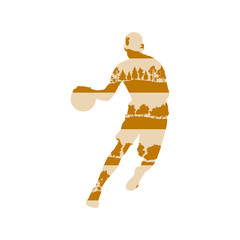 Basketball player vector background concept made of forest trees